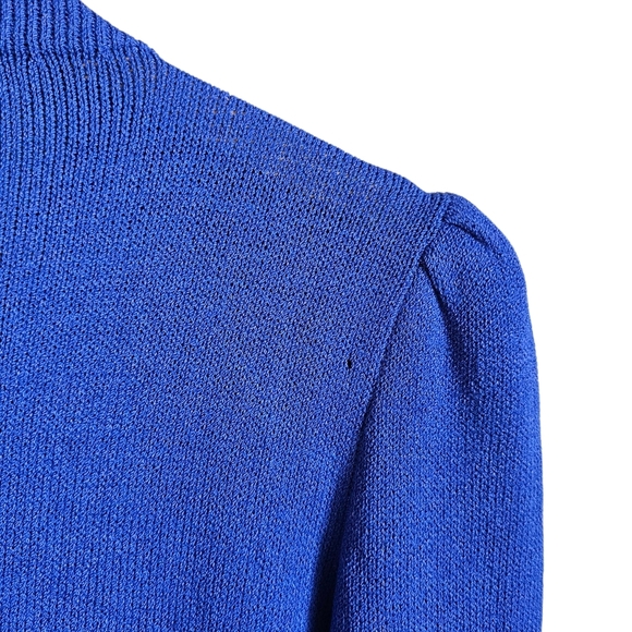 Vintage St.john By Marie Gray Santana Knit Elegant Blue Button-Down Dress - Picture 5 of 8